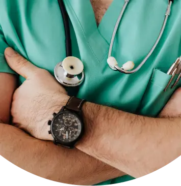 Doctor with crossed hands vertical